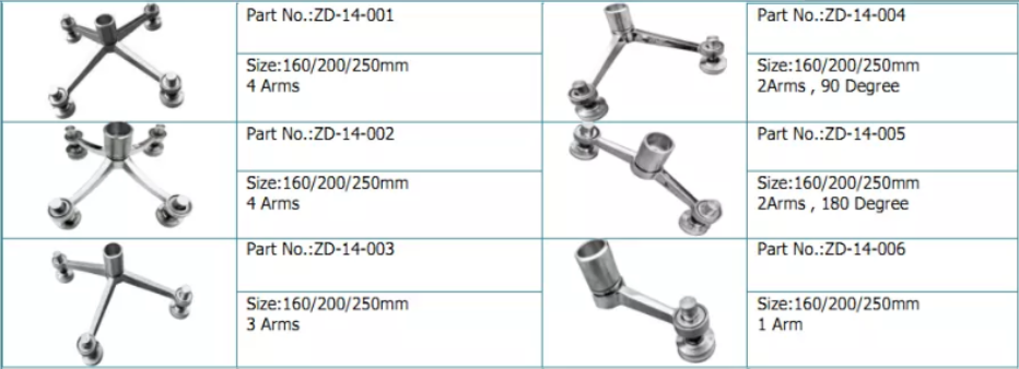 Ang Versatile Stainless Steel Two Arms Glass Spide